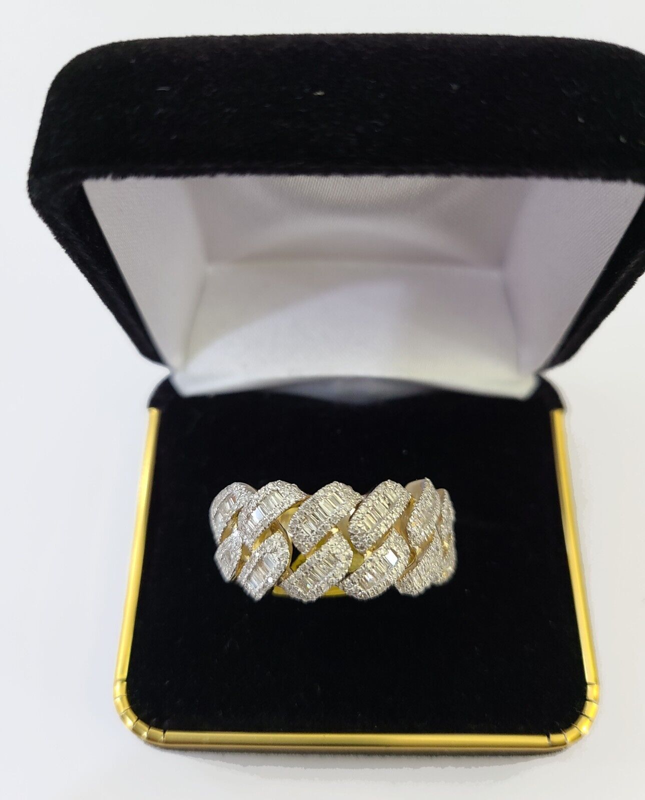 Real 10k Yellow Gold Diamond Ring Men Engagement Wedding Ring - GoldenlinQ
